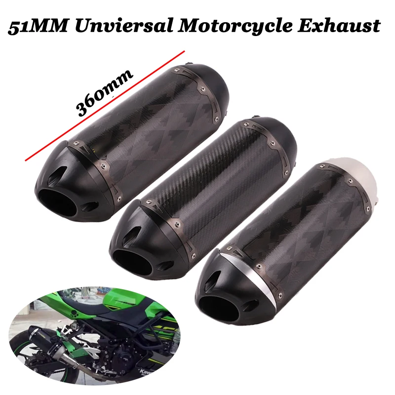 Universal Motorcycle Exhaust Pipe Escape Modified 51mm Carbon Fiber Muffler Sticker For R3 Z900 K7 R6 ATV MT09 Z750 Z800 R3 R25