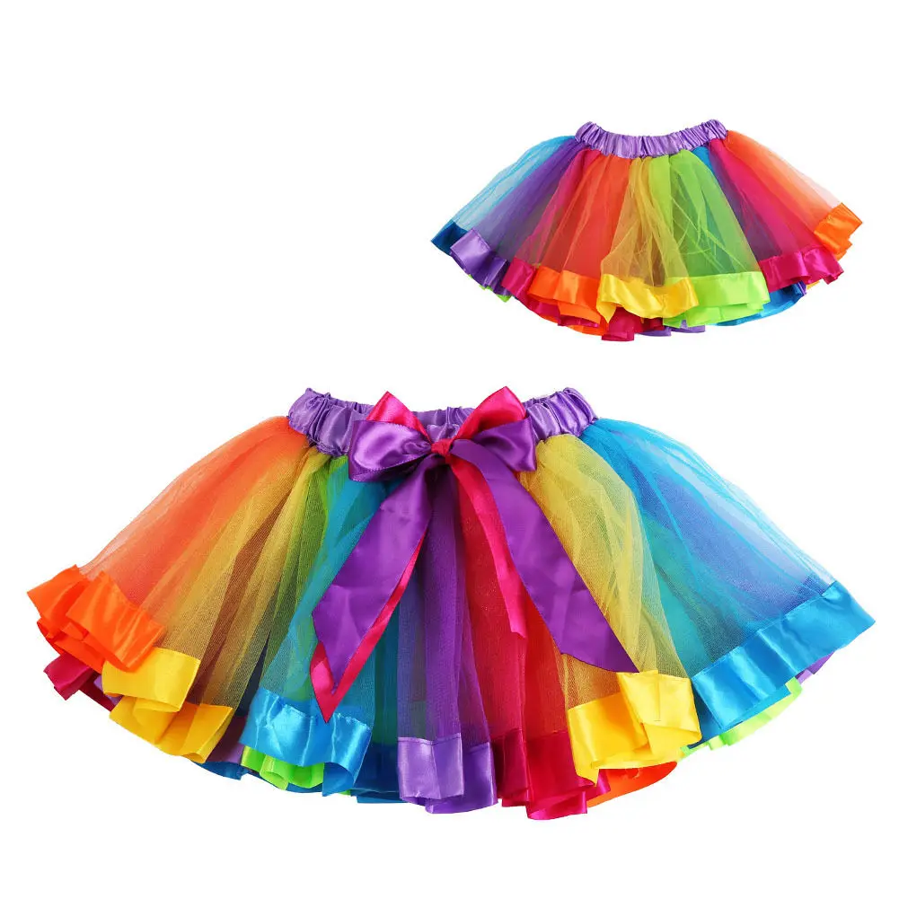 Радужные детские юбки для девочек красочная юбка-пачка для маленьких девочек фатиновая Мини-юбки детскую одежду От 1 до 8 лет