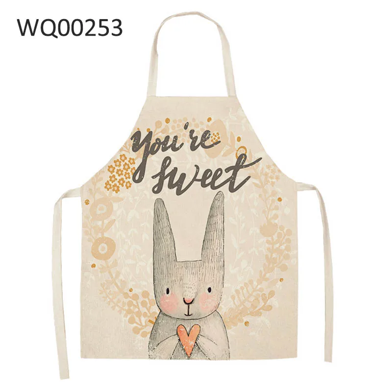 Home Cleaning Tools 68*55cm,47*38cm Cooking Apron Cartoon Animal Printed Waterproof Cotton Linen Women Sleeveless Kitchen Aprons - Цвет: WQ00253