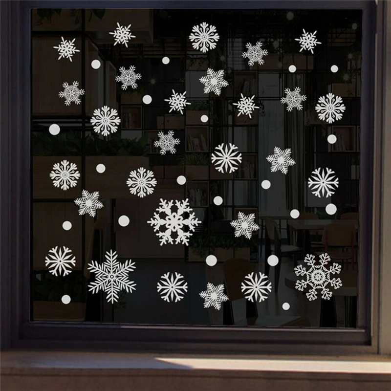 Рождественские наклейки на окна, детская комната, многоразовая белая Рождественская Снежинка, наклейки на окна, украшения, наклейка, декор на год