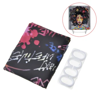 

12 hooks anti-mildew shower curtain suitable for home decoration black girl waterproof