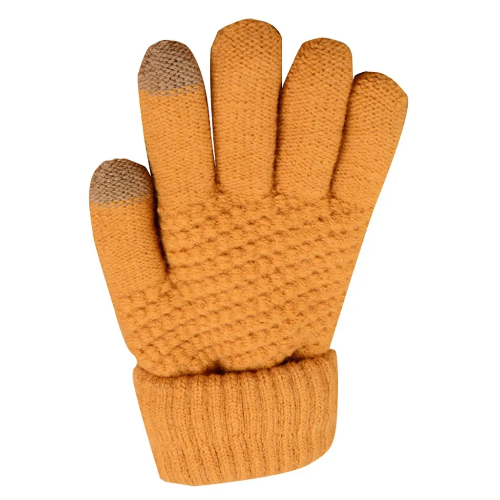 Hot Selling Winter Gloves For Men And Women Solid Color Knitted Touchscreen Mittens Glove Keep Warm Fleece Guantes#15