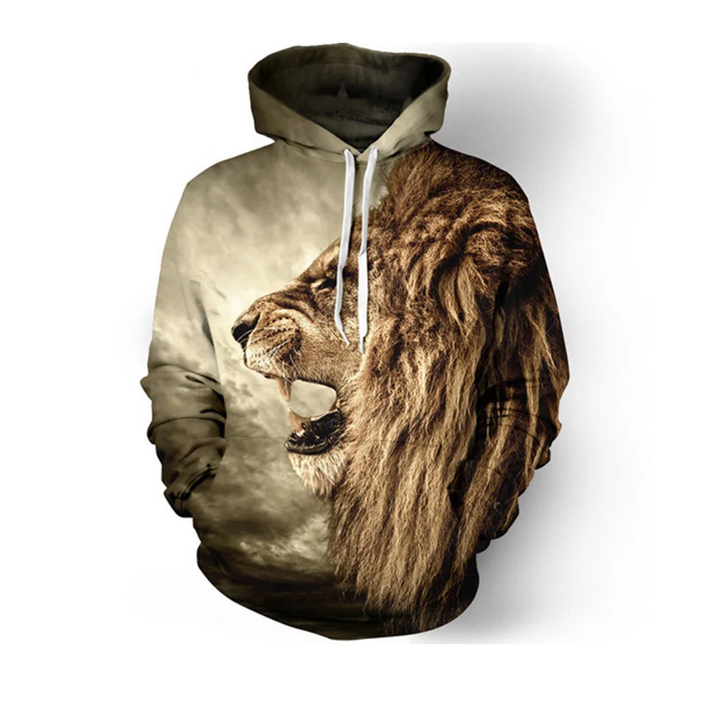 

Autumn Winter Fashion Lion Ancient Digital Printing Men/Women Hooded Hoodies Cap Windbreaker Jacket 3d Sweatshirts