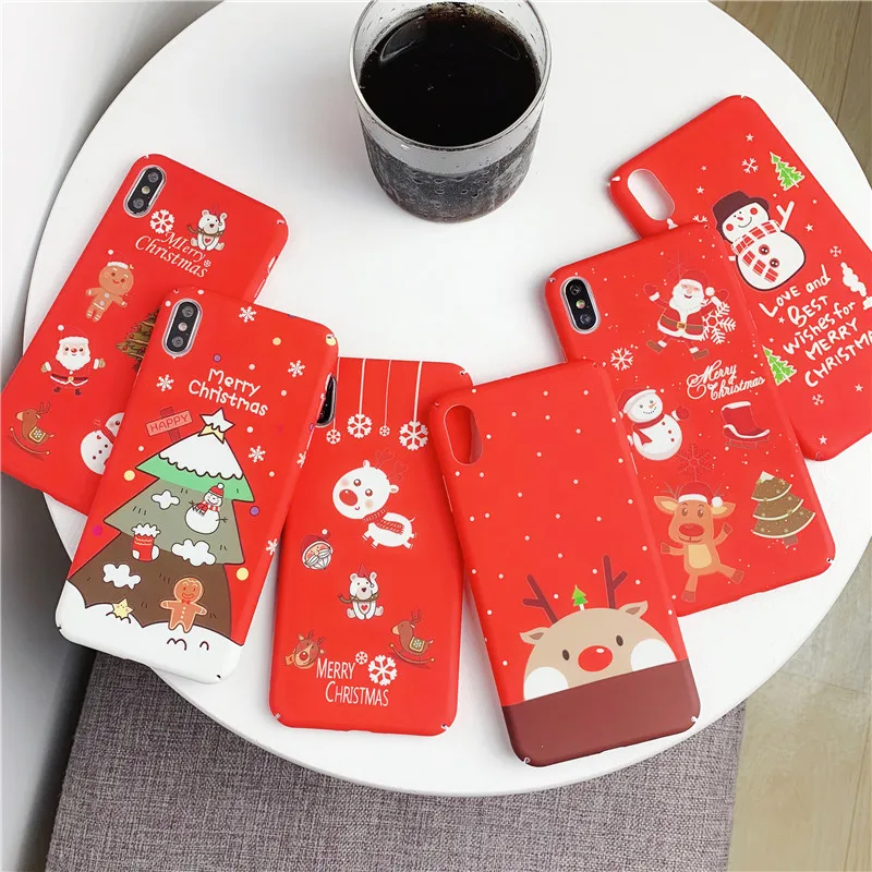 

Winter Christmas luminous light Case For iphone XS MAX XR 6 7 8 6S Plus PC Full Cover Glowing Santa Claus Snowman Gifts Coque