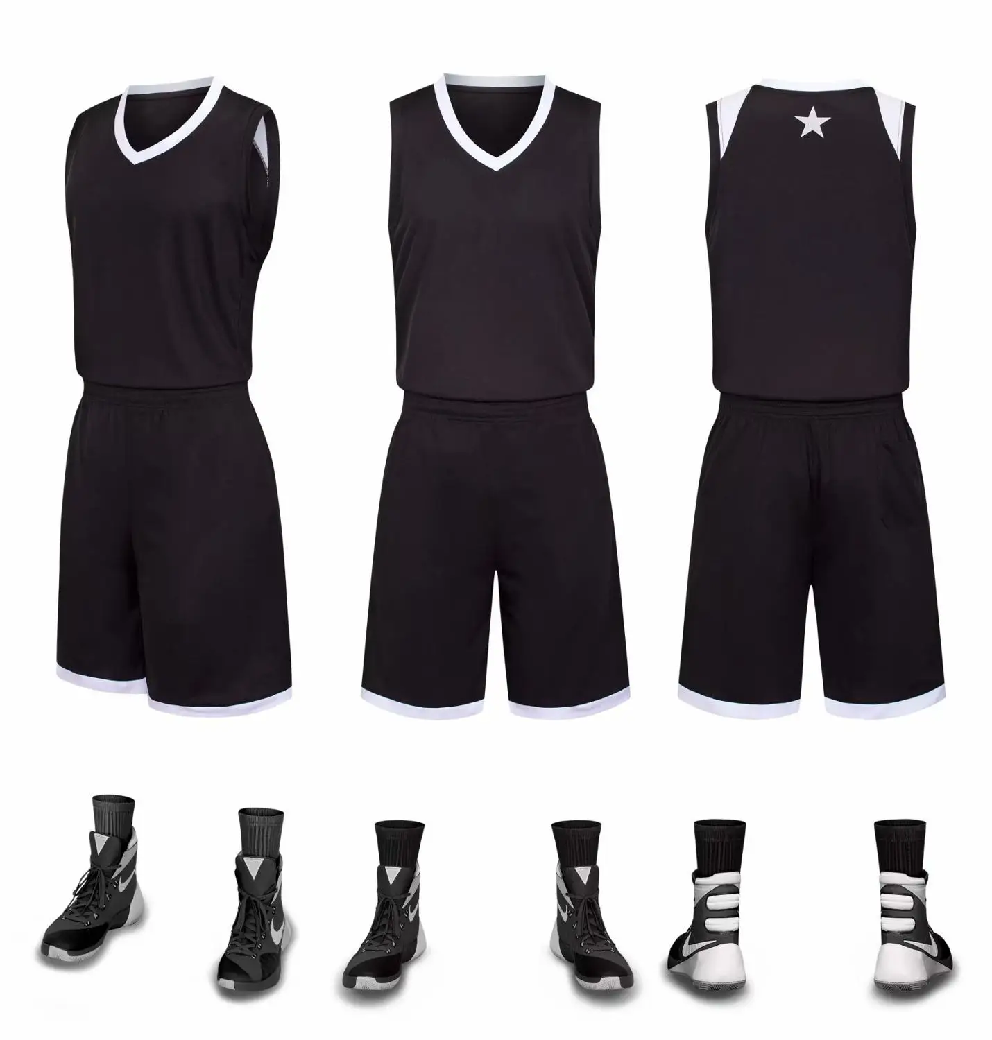 Новые детские баскетбольные майки для взрослых, набор, пустая Мужская баскетбольная майка, Униформа, тренировочные майки, костюмы на заказ - Цвет: YJ836 black