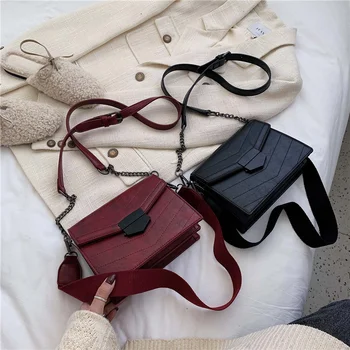 

Solid Color PU Leather Crossbody Bags For Women 2020 Small Shoulder Messenger Bag Female Chain Handbags and Purse