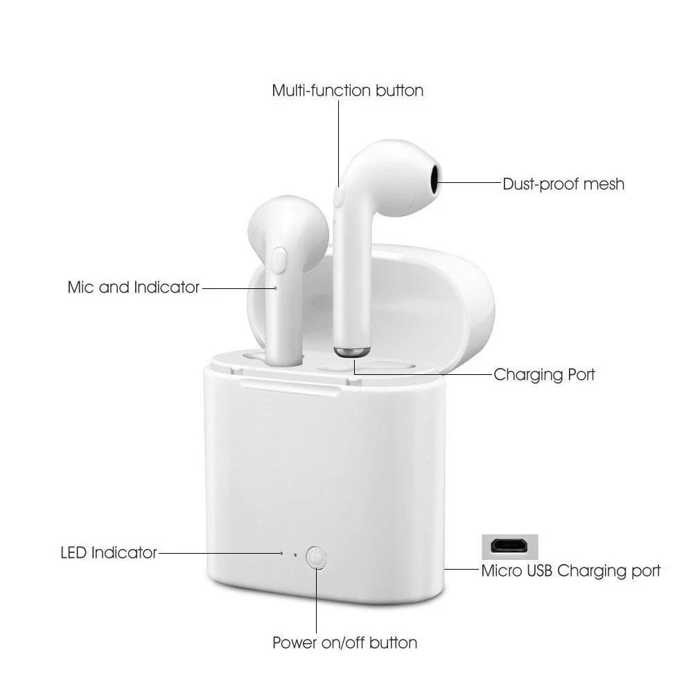 I7 TWS Bluetooth наушники с зарядным устройством двойные наушники стерео звук для смартфона iPhone samsung Xiaomi huawei