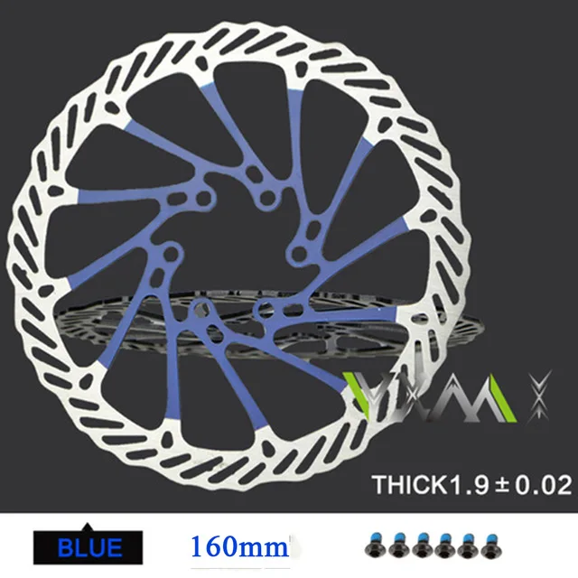 Blue 160MM VXM дисковый тормозной ротор 203/180/160/140/120 мм 6 дюймов G3 Нержавеющая сталь ротора диск для горного велосипеда дорожный велосипед дисковый тормозной ротор - Цвет: Blue 160MM