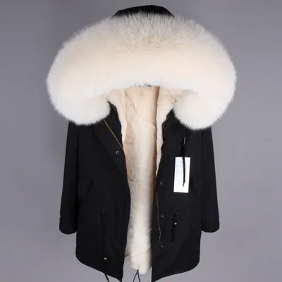 winter new real fox fur collar to overcome the long paragraph fur coat jacket female winter - Цвет: Розовый