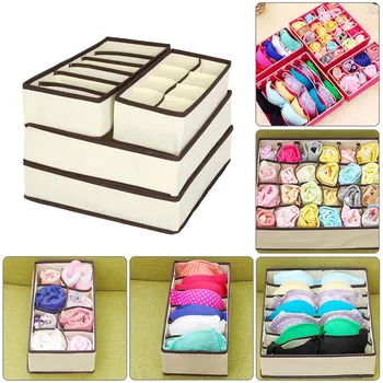

6/7/8/24/30 Grid Bra Underwear Socks Storage Organizer Box Non-woven Fabrics Foldable Large Capacity Bedroom Box Closet Wardrobe