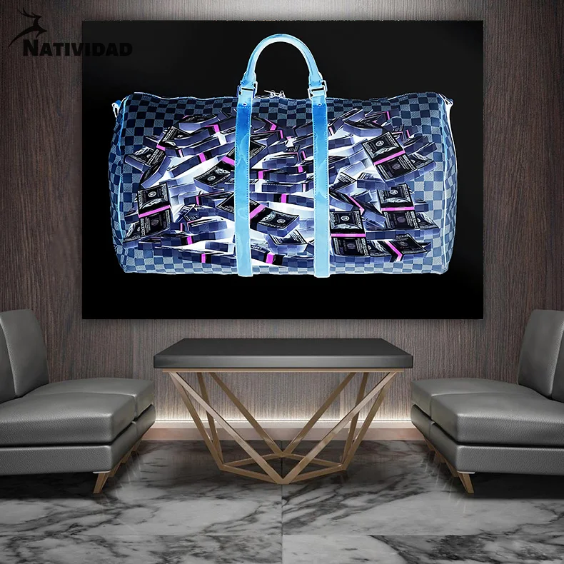 

Money Backpack Canvas Painting Room Decor Luxury Modern Poster Wall Art Wall Stickers Living Room Bedroom Home Decoration