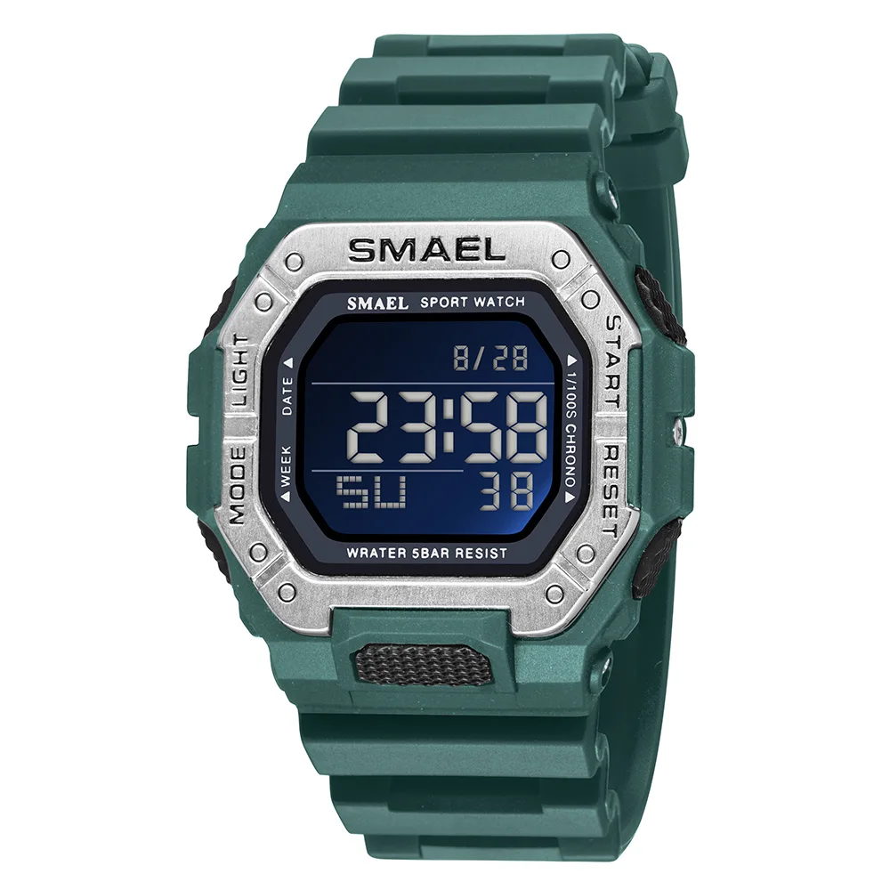 Sport Watches Digital SMAEL Brand LED Clock Waterproof Auto Date Military Army Green Square Wristwatches 8059 Men Watch Digital 