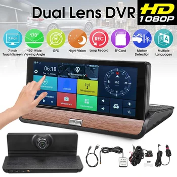 

7 Inch for Android 5.0 HD Car DVR GPS Dual Lens Navigation Rear View Dash Camera Recorder Touch Screen FM 3G + Wifi