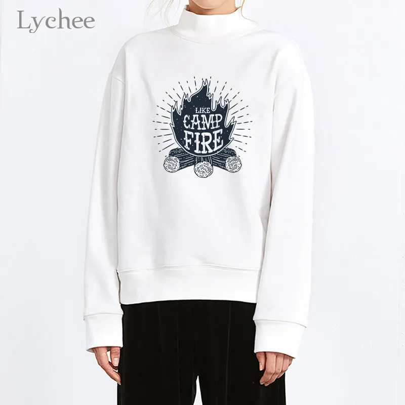 Lychee, Harajuku, мультяшный принт огня, женский свитер, свободный, вырез лодочкой, женские пуловеры, повседневные, весна-осень, дамские свитшоты, топы - Цвет: Flame 09