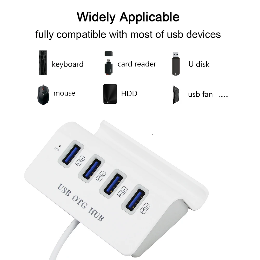 CHYI Micro usb-хаб 2,0 4 порта с держателем для телефона высокоскоростной USB OTG концентратор Мульти USB сплиттер для компьютера, ноутбука, ПК Аксессуары