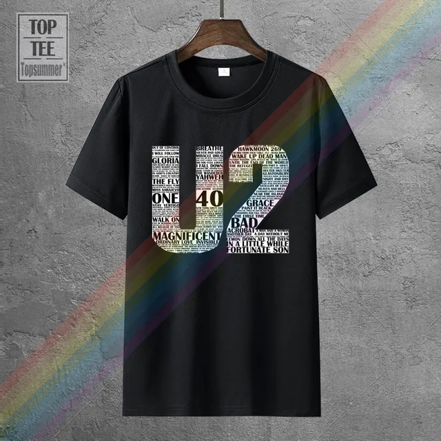 U2 Irish Rock Band Title Mens Black Logo T-Shirt