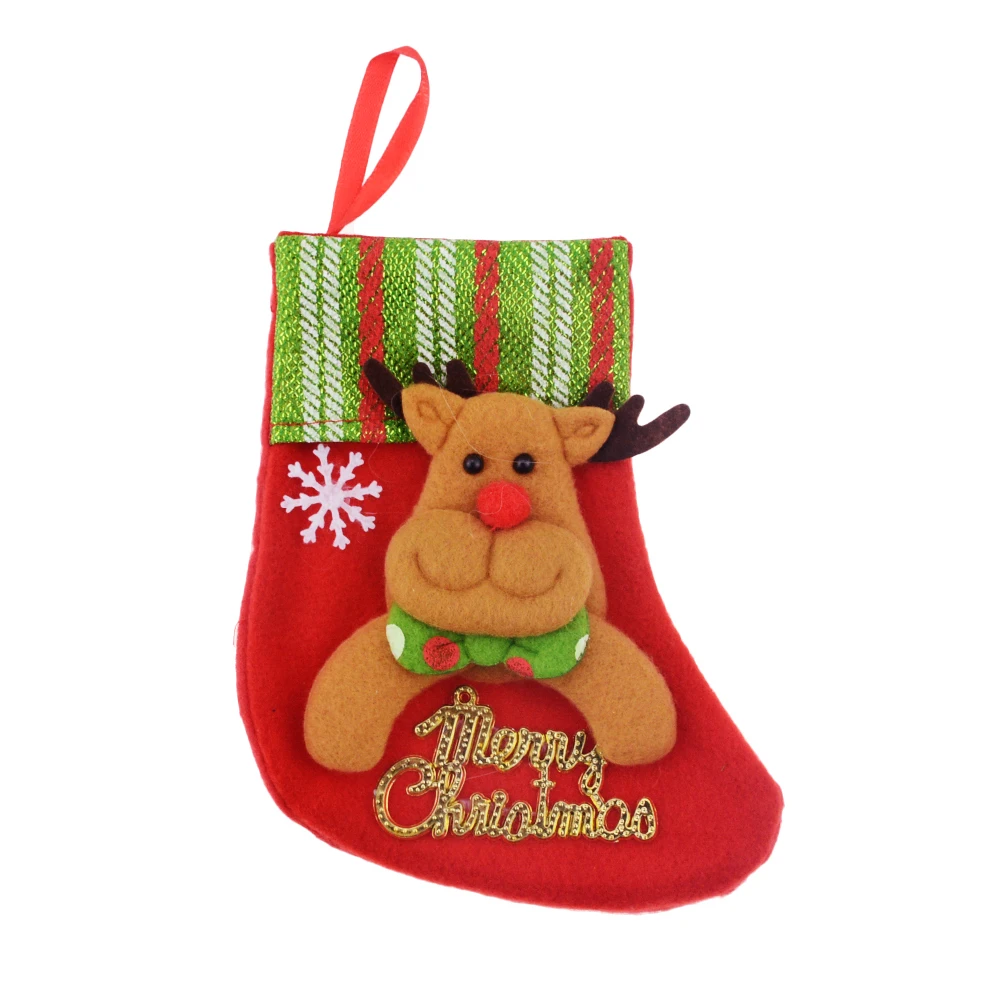 1PCS Christmas Stockings Hanging Christmas Tree Decoration Ornaments New Year Candy Bag Gifts Socks Stocking Xmas Ornament - Цвет: Deer Letter card