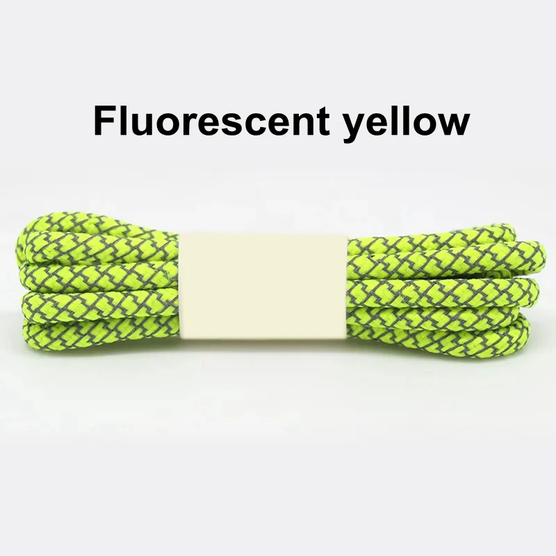 Fluorescent yellow 1 пара круглые шнурки Одежда высшего качества 3M Светоотражающие шнурки для обуви шнурки для кроссовок 19 Цвета Длина 100 см 120 см 140 см 160 см - Цвет: Fluorescent yellow