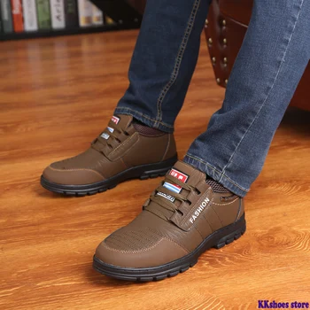 

Fashion Winter Men Shoes Plush Warm Men Boots High Quality Leather Men Moccasins Outdoor Non-slip Men Sneakers Men's Footwear