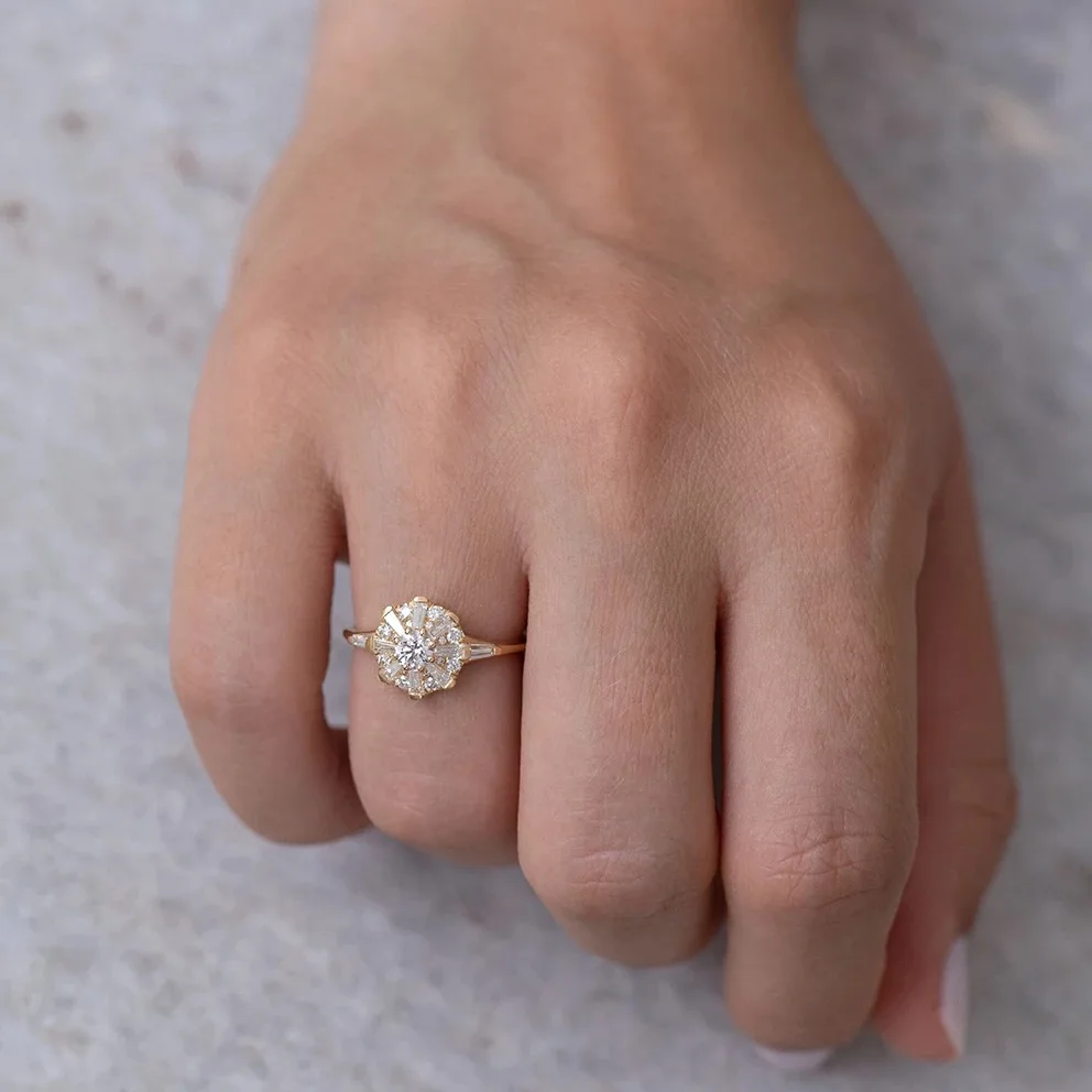 Женское кольцо с бриллиантом 14K золото FL 2 карат драгоценный камень gümüş серебро