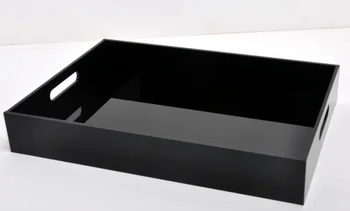 

Black acrylic desktop cosmetics storage tray big square perfume/ lipstick/brushes organizer tray