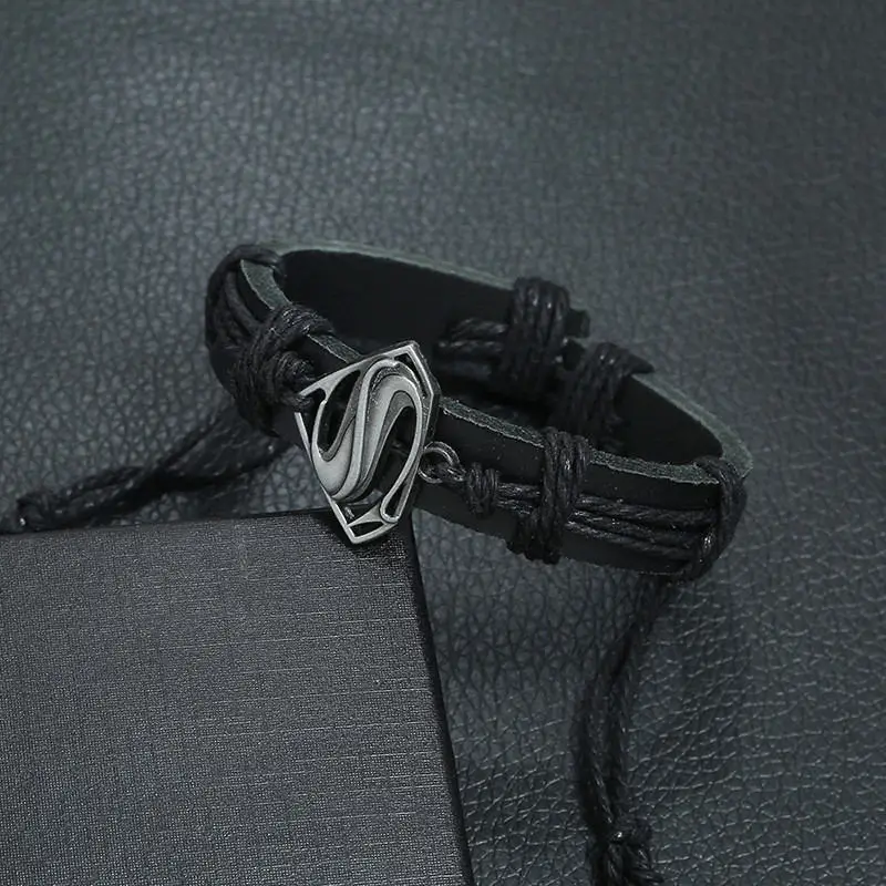 NADEEM Прямая поставка Панк Натуральная кожа тканый очаровательный винтажный браслет пряжка кожаный браслет ювелирные изделия для мужчин мужской подарок - Окраска металла: B01801Black