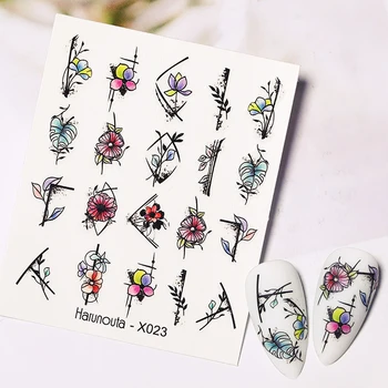 

1PC Harunouta Water Nail Decal Sticker Flower Leaf Tree Simple Summer Slider For Manicuring Nail Art Watermark Tips Wraps