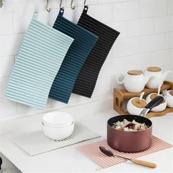 

Insulation Waterproof Placemat Non Slip Drain Drying Flume Draining Mat Creative Foldable Coasters Drain Pad Kitchen Accessories