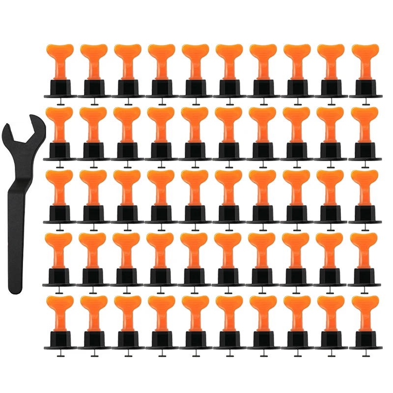 

50PCS Tile Leveling System Toolkit T-type Level Wedges Alignment Spacers For Leveler Locator Spacers Plier Flooring Leveling