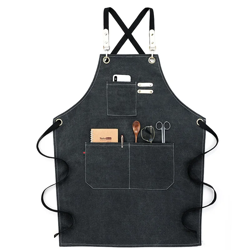 Denim Canvas kitchen Aprons For Woman Men Work Apron For Grill Restaurant Bar Shop Cafes Beauty Nails Studios Hair Stylist Bib