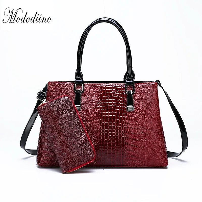 

Mododiino Women Handbag 2 Sets Crocodile Pattern Shoulder Bag Purses And Handbags Leather Crossbody Bag Ladies Hand Bags DNV1179