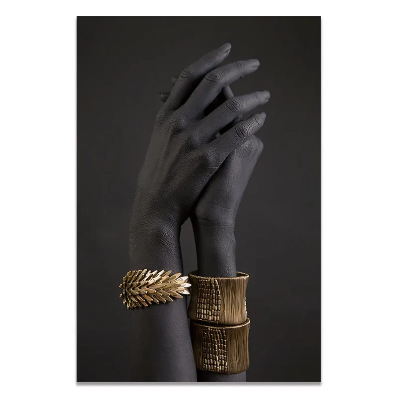 Black-and-Gold-Hand-With-Gold-Bracelet-Oil-Painting-on-Canvas-African-Art-Posters-and-Prints (4)