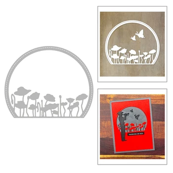 

2020 New Hot Plant Bush Grass Silhouette Embossing Round Frame Background Metal Cutting Dies and For Scrapbooking Foil No Stamps