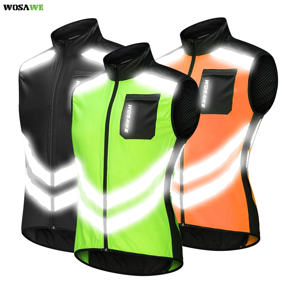 WOSAWE Reflective Cycling Vests Sleeveless Windproof Sports Ciclismo Jerseys MTB Road Bike Bicycle Clothing Coat Cycle Clothes