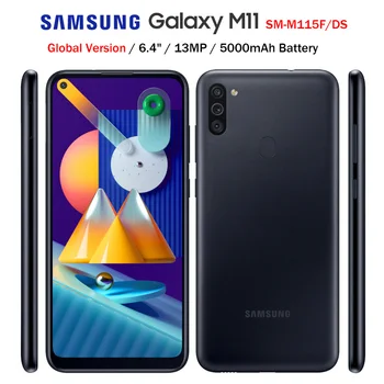 Перейти на Алиэкспресс и купить Смартфон Samsung Galaxy M11 M115F/DS 4G LTE, глобальная версия, мобильный телефон, 6,4 дюйма, две SIM-карты, 3 ГБ, 32 ГБ, Восьмиядерный процессор, 5000 мАч, 13 МП, Android ...