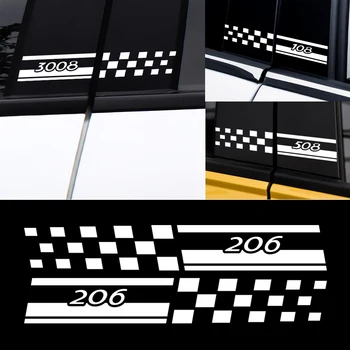 

2PCS Vinyl Car Window B Pillars Stickers for Peugeot 206 207 208 306 307 308 508 106 108 2008 3008 5008 Body Decoration Decal