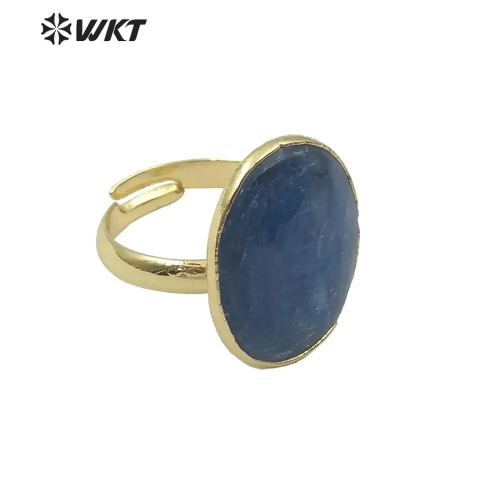 oval WT-R350, великолепное кольцо, Натуральный Синий Кианит, женское, популярное, Случайная Форма, каменное кольцо, регулируемый размер - Цвет основного камня: oval