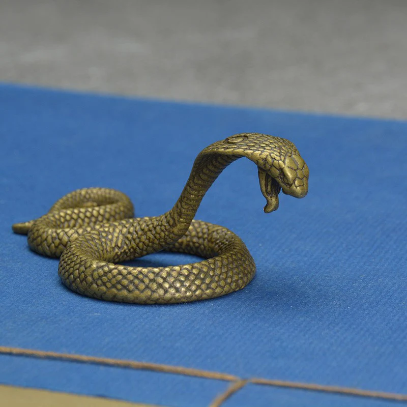 Schlange Kobra 50 cm Natur Suar Holz Wohndeko Cobra Snake Tier Figur Handarbeit