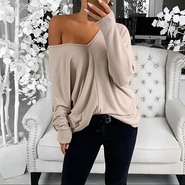 Angyfit Sweatshirt Women Fashion Solid V-neck  3