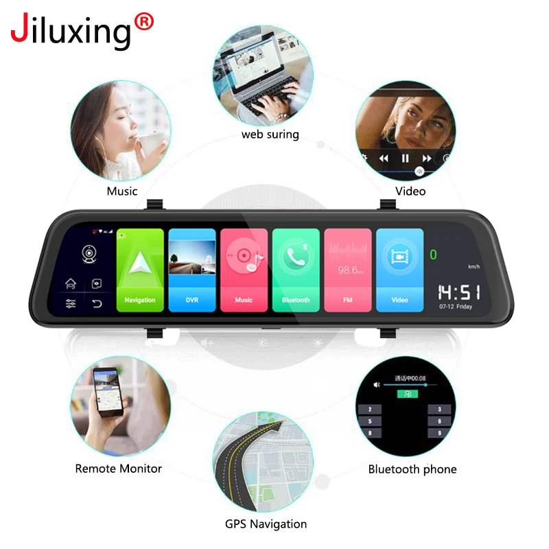 Jiluxing D13S 1" 4G Android 8,1 dash cam ram 2G rom 32G gps навигация автомобильный видеорегистратор зеркальная камера ADAS видео рекордер wifi Bluetooth