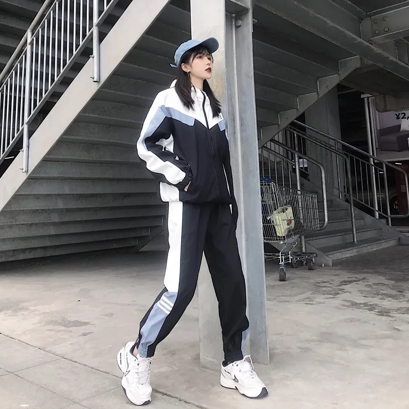 

Photo Shoot 2019 Spring And Autumn New Style Sports Leisure Suit Hip Hop Korean-style Loose-Fit BF Couples Two-Piece Set