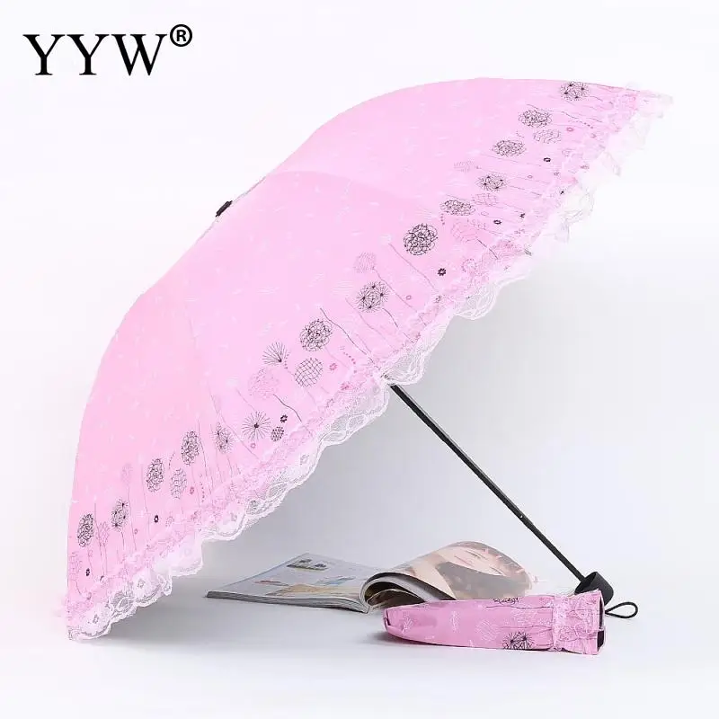 Креативный складной зонт кружева Одноцветный мешок зонты, дождь женщин зонтик дети пластиковые Paraguas зонтик машина Ambrella