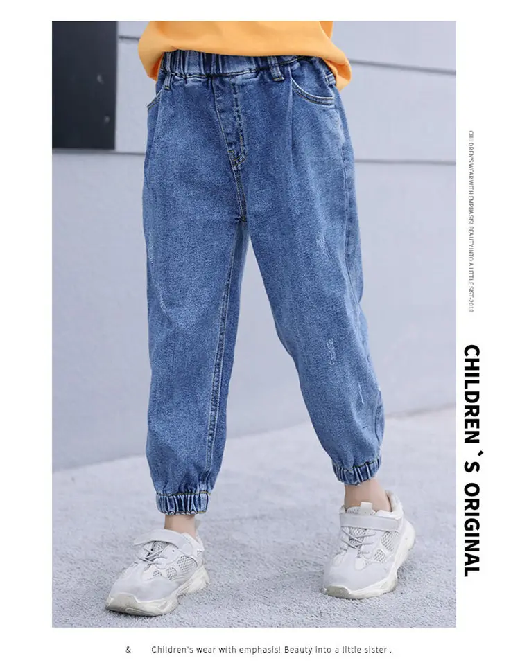 Casual Girls Denim High Waist Loose Pants Children Loose Pencil Jeans Kids Cargo Jeans Pants for Girls Clothes Stylish Trousers