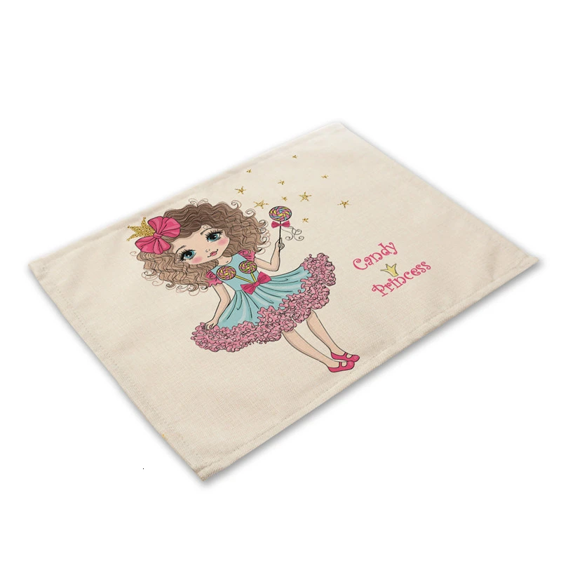 PM0044-17 1 шт. Милый хлопковый льняной коврик для девочки, кухонный коврик Kawaii, подстаканник, коврик для чаши, обеденный стол, коврики 42*32 см, домашний декор, PM0044 - Цвет: PM0044-17
