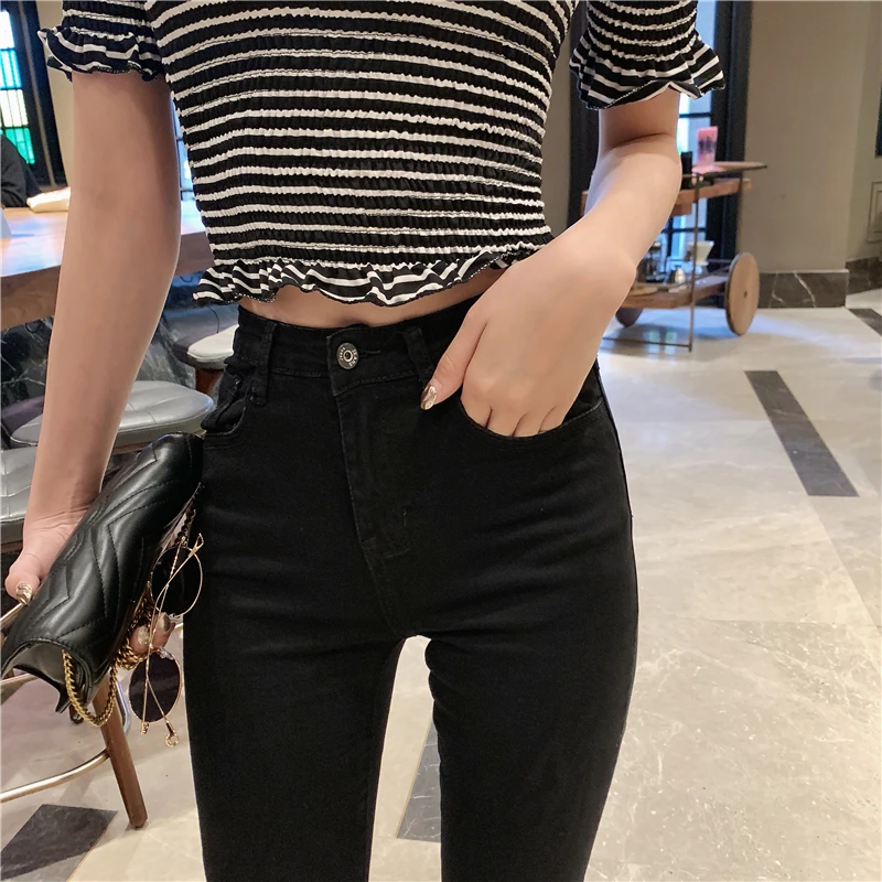 Straight trousers high waist micro flared pants jeans women 2020 spring new thin section was thin tight skinny wide leg pants miss me jeans