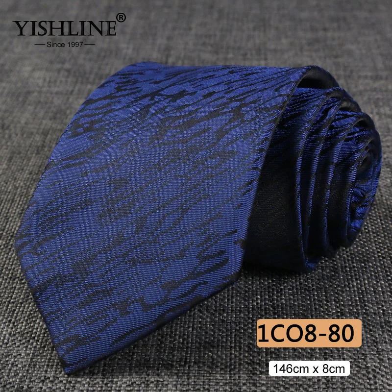 1CO8-80 YISHLINE, распродажа, 8 см, мужские галстуки, классический галстук, синий, для мужчин, в полоску, в клетку, серый, розовый, деловой галстук для жениха, свадебные аксессуары - Цвет: 1CO8-80