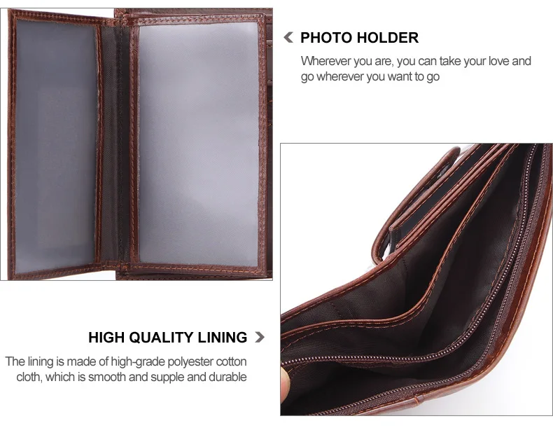New Men Wallets Genuine Leather Purse Bag Male Certificate Package Short Billetera Coin Pocket Big Capacity Card Holder