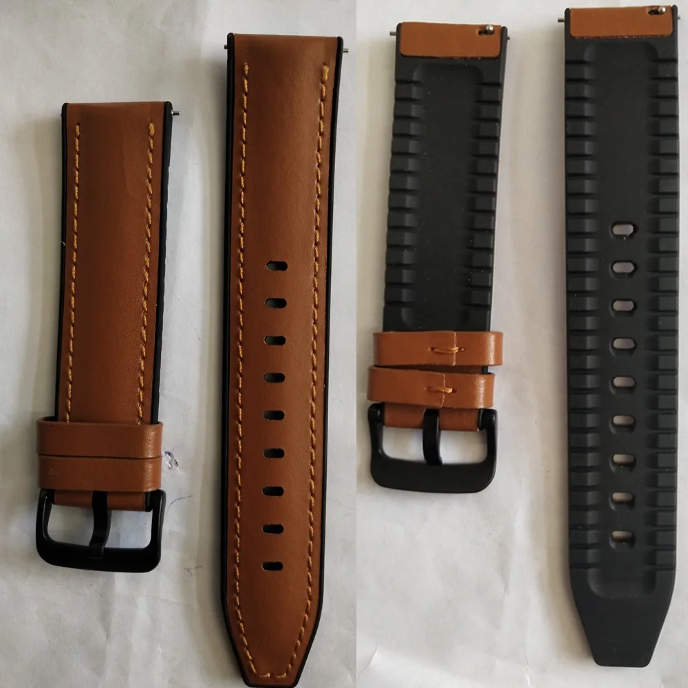 22 мм ремешок для часов для Huami Amazfit GTR 47 мм ремешок из натуральной кожи силиконовый браслет Ремешки для наручных часов Amazfit Sport Stratos 2 3 ремешек