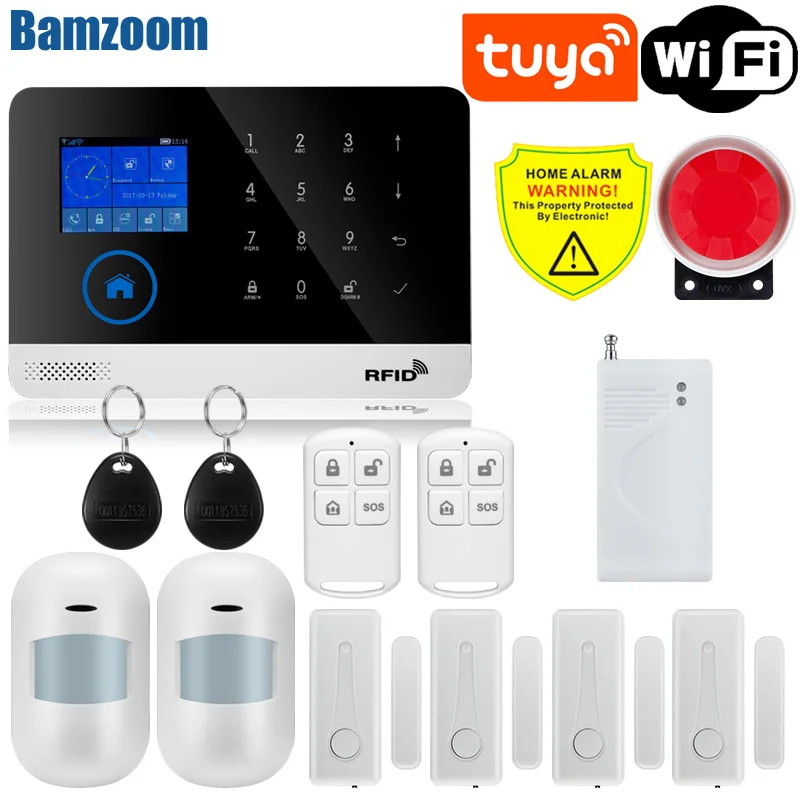 Tuya Wifi GSM Alarm System Wireless Detectors Alarm Smart Home APP Control English/Russian/Spanish/France/Italian ring alarm hub plus keypad Alarms & Sensors