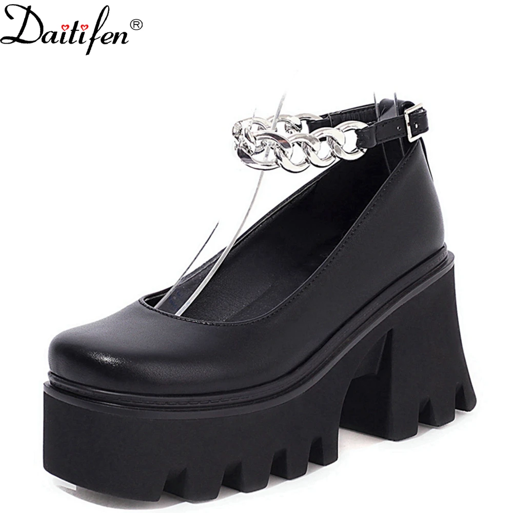 

Daitife Patent Leather Small Leather Shoes Women Spring New Thick-Soled Mary Jane Shoes Round Toe Retro Hepburn Shoes